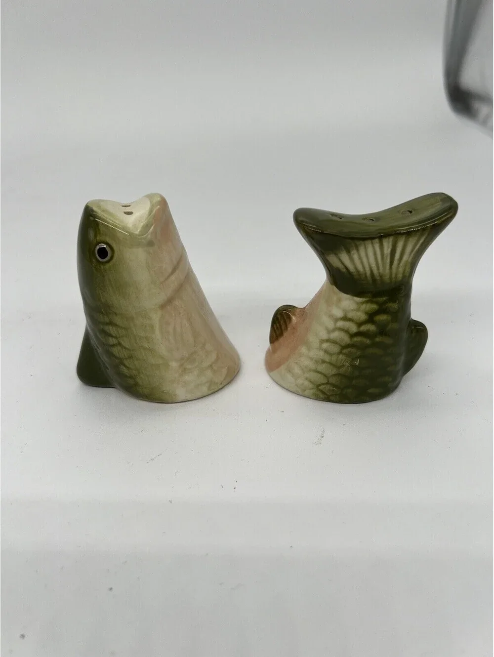 Vintage Ceramic Bass Fish Salt And Pepper Shakers Kitsch